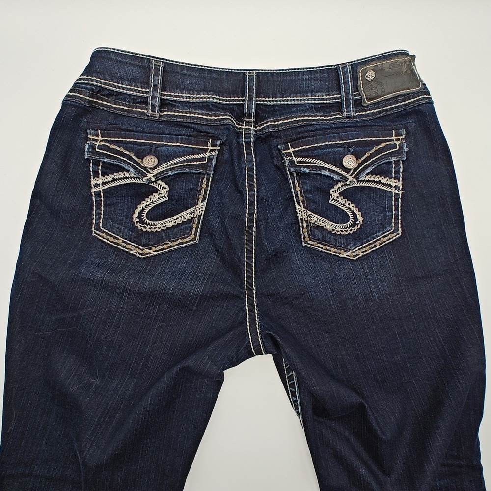 Silver Jeans Suki Flap Bootcut Jeans Womens 32x32 Dark Wash‎ Mid Rise Denim - Picture 2 of 8